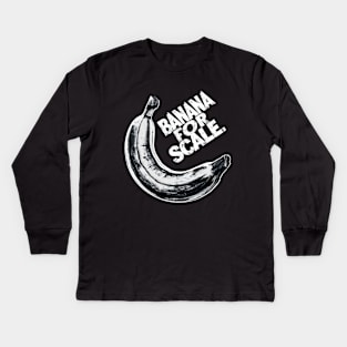 Banana For Scale Black & White Kids Long Sleeve T-Shirt